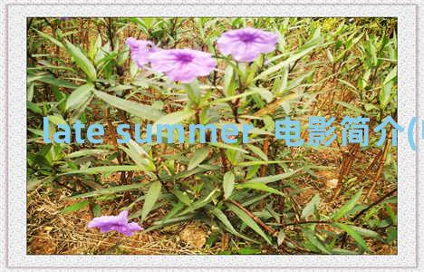 late summer  电影简介(电影the summer)